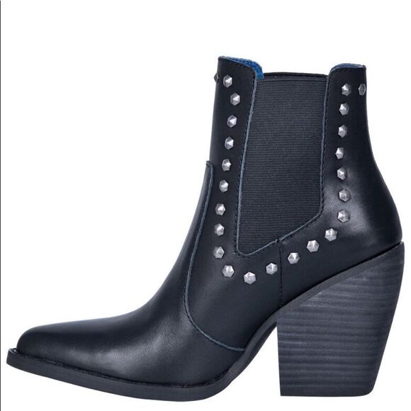 Dingo Stay Sassy Western Booties Women's Studded Ankle Leather Boots Black - Picture 4 of 8